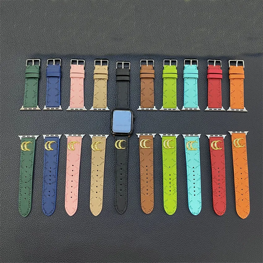 Vertikale Streifen Metall Logo Smart Straps Watch Band für Apple Iwatch Watchbänder Designer 3 4 5 6 7 8 Se Ultra 38mm 40 mm 41 mm 42 mm 44 mm 45 mm 49 mm Taillenarmband ohne Kiste