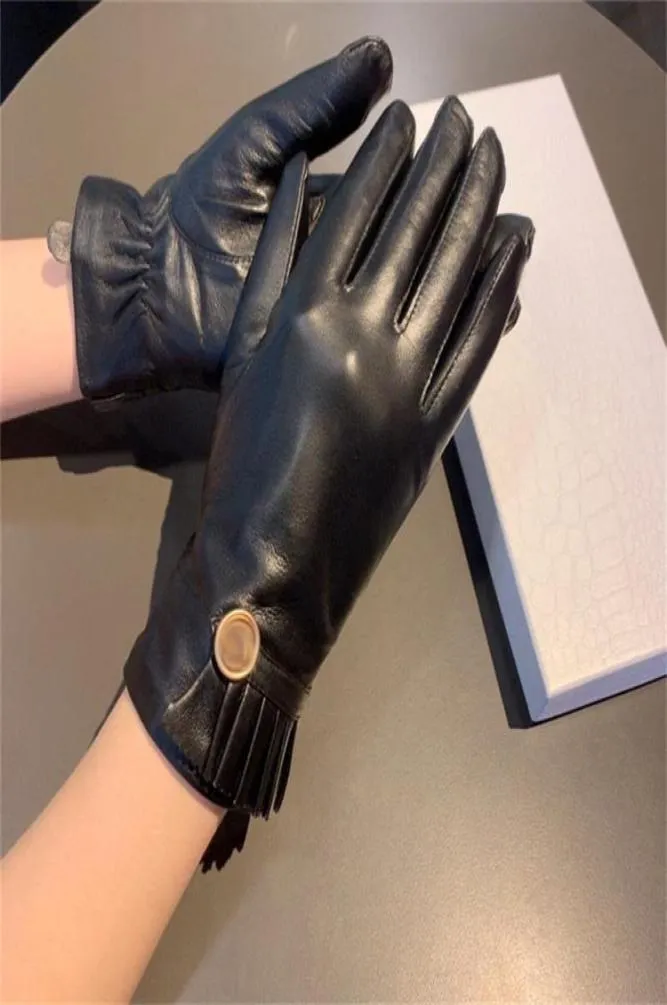 Märke fårskinn handskar designer läderhandskar damer hålla varma handskar pekskärm vantar cykel utomhus damer handskar jul7018861
