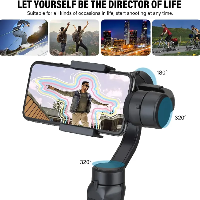 F6 3 Axis Gimbal Handheld Stabilizer Cellphone Action Camera Holder Anti Shake Video Record Smartphone Gimbal For Phone