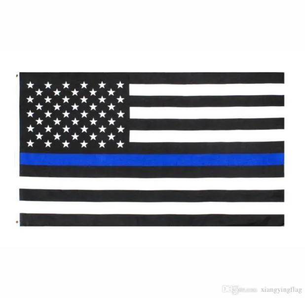 Direct Factory Whole 3x5fts 90cmx150cm Officiers chargés de l'application des lois USA US AMERICAN Police mince Blue Line Flag9495891