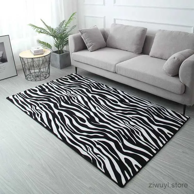 Dywany salon zebra dywan aksamitny bez poślizgu mata podłogowa łóżko kwadrat kwadrat miękki puszysty dywany rodzina dzieci salon sofa stół dywan