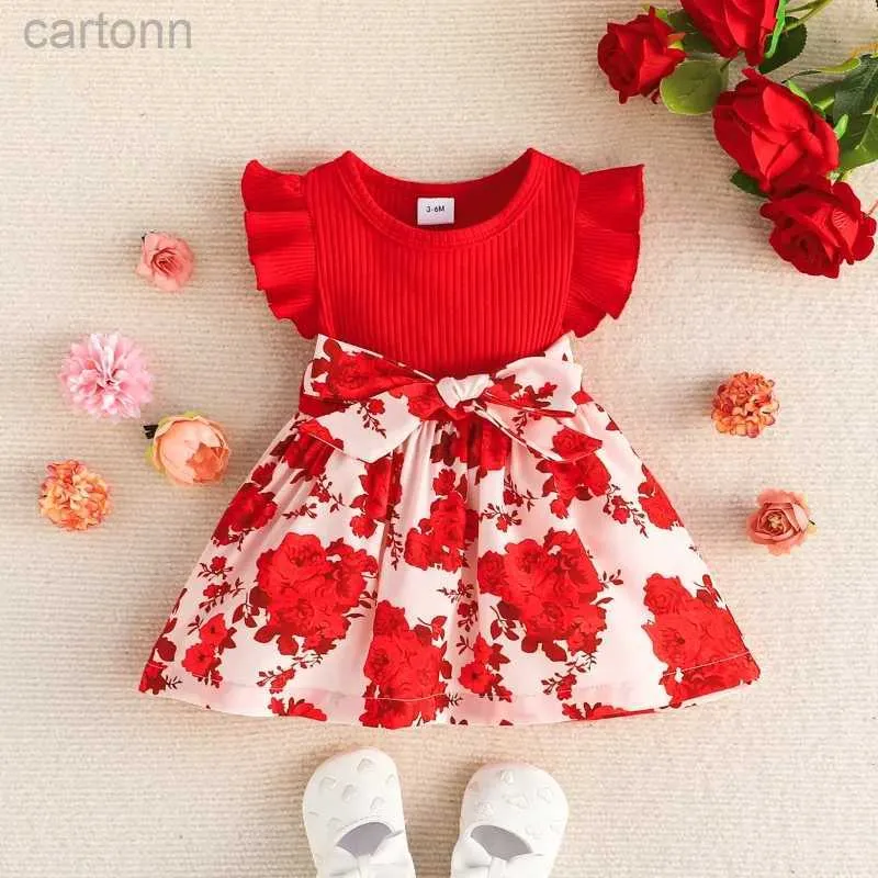 Vestido de menina vestido para crianças 3-24 meses estilo moda manga borboleta