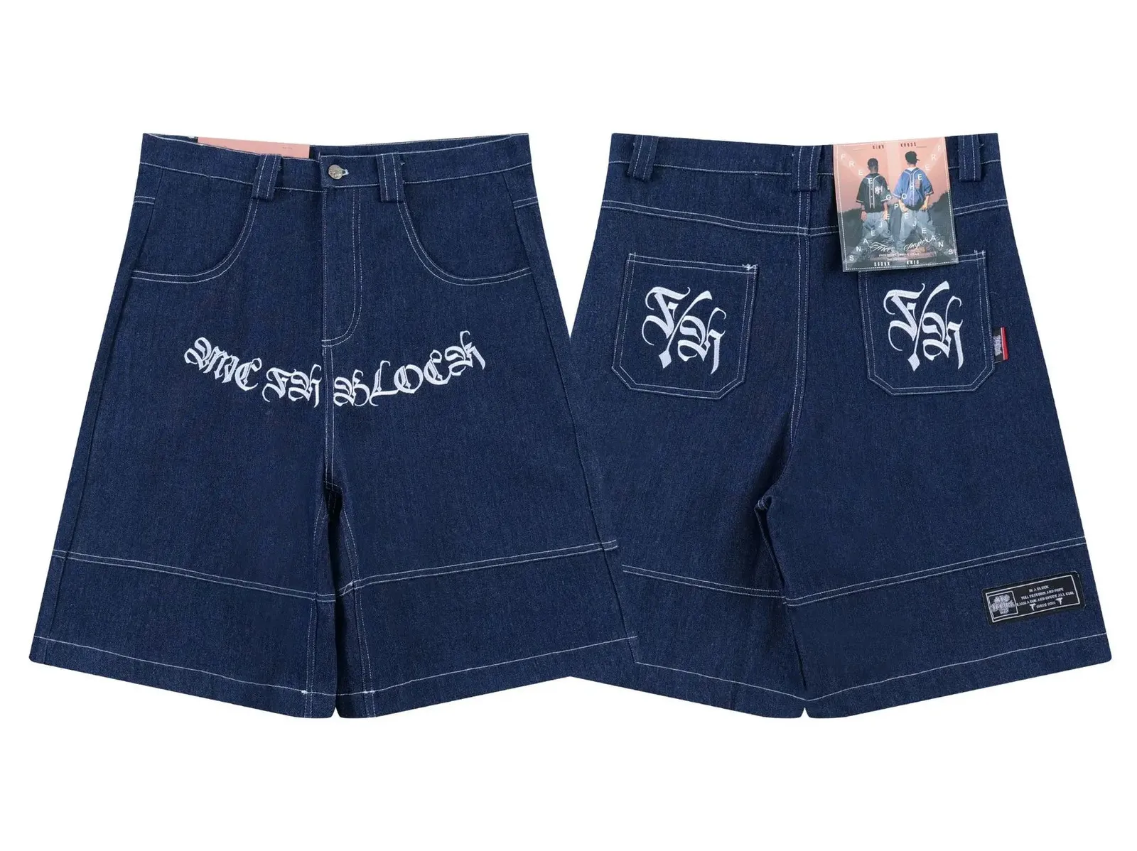 Men's Oversized Wide Leg black baggy Y2K Denim Shorts