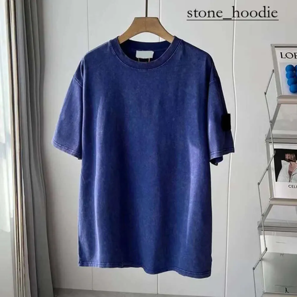 Шамбарная футболка Stones Islands Дизайнерская футболка мужская футболка роскошная вышитая с коротким рукавом каменная рубашка мода повседневная хлопковая дышащая женская футболка 3768