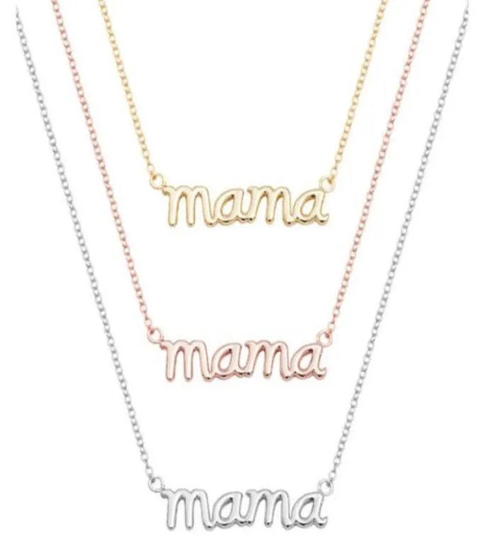 Pequeña mamá Mom Mommy Letters Collar Word Stamped Love Inicial Alphabet Madre Collares para Acción de Gracias