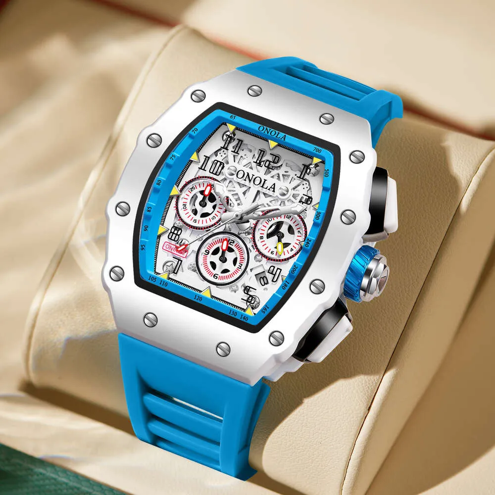 Sheinonola multi functionele waterdichte herenhorloge siliconen tape sportkwarts herenhorloge