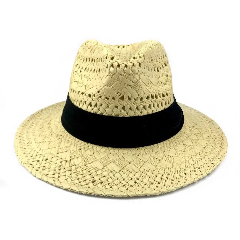 Cappelli larghi cappelli da secchio Cappello estivo di paglia per uomini donne moda sombrero cappello banama fedora y240425