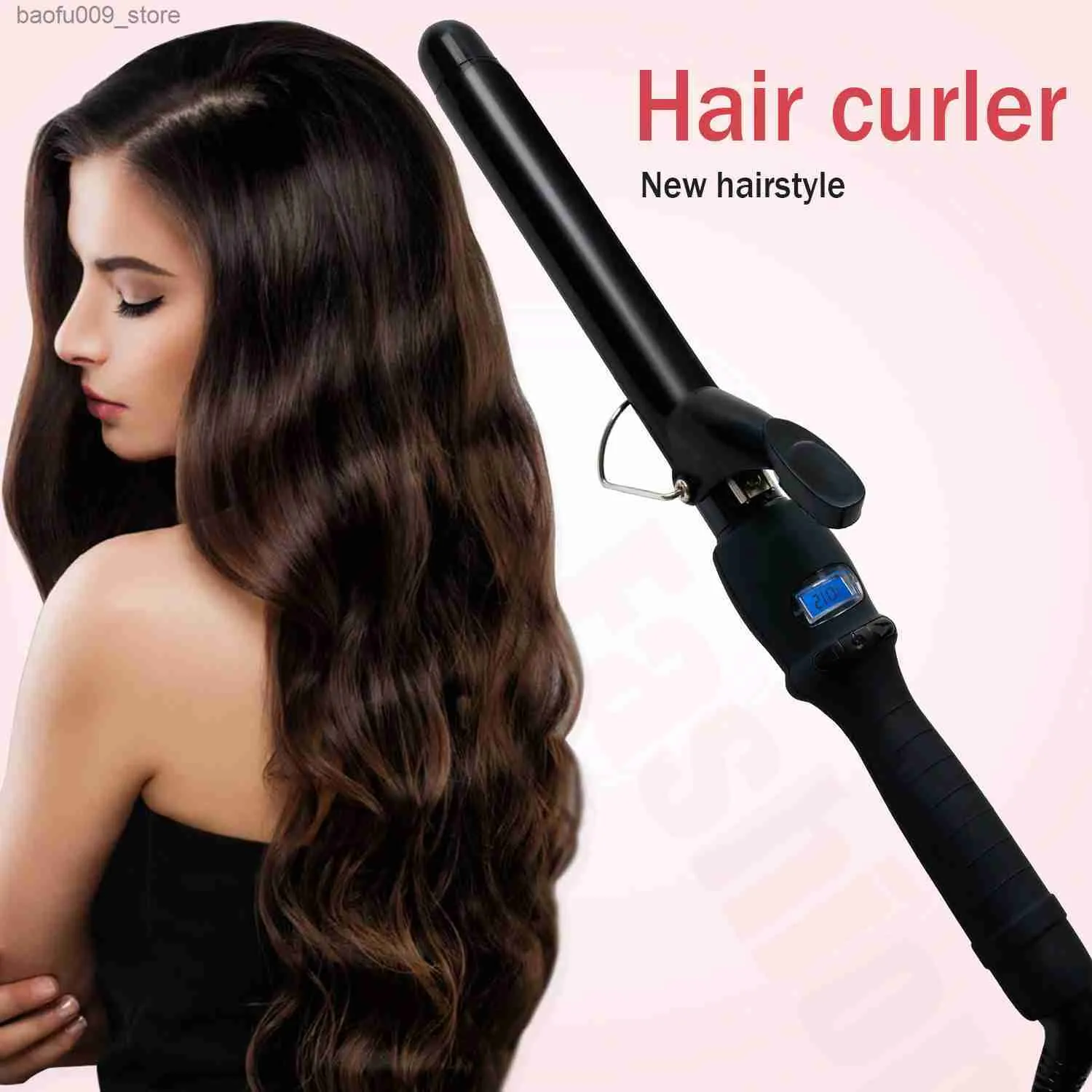 Curling Irons LCD Curler Curler Céramique Verre Longueur Température Curling Iron To-Hairstyle Tool Q240425