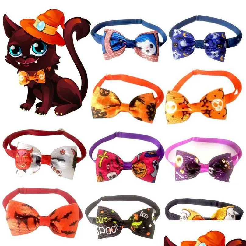 Hundebekleidung Haustier Fliege Halloween Cosplay Krawatte Verstellbares Bowties Kragenzubehör Pflegeprodukte für Katzen Hunde Drop liefern Dhin5