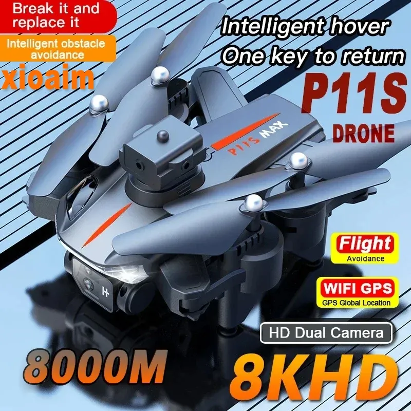 Drones para Xiaomi P11s Drone 8K HD Camera Photography Aperial Plane RC Professional Profissional Quadcopter Crianças Toys Presentes de Natal