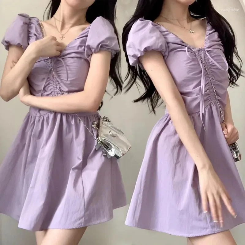 Vestidos de fiesta French First Love Purple Summer Sman Small Man Beautiful Gentle Wind Xianqi Vestido