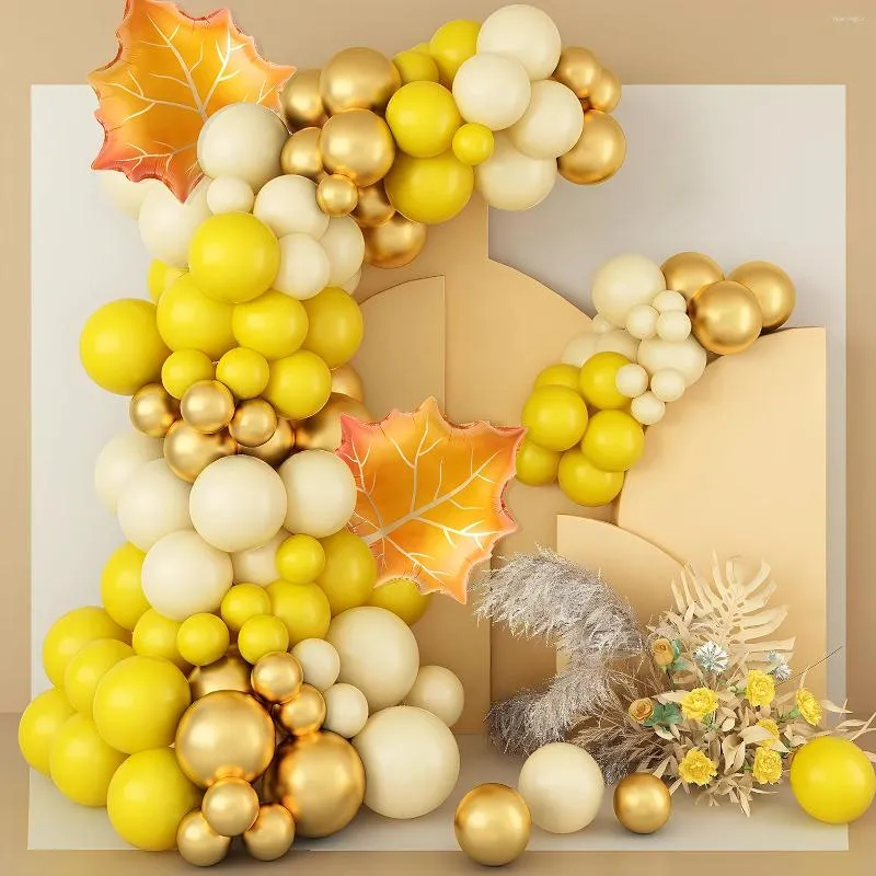 Decoração de festas Ação de Graças Arco do Balão Conjunto de Aniversário de Ouro Amarelo Goldão de Família Gatina de Família