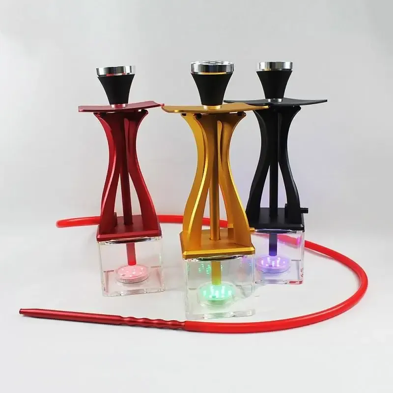 Acrylic Hookah Arab Shisha Chicha Set Accessories with LED Light Narguile Hose Charcoal Rack Small Waist Shape Sheesha Water Pipes Party Artifact