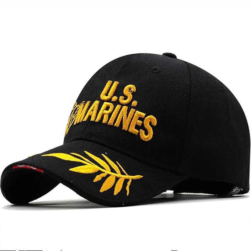 Ball Caps U.S.Marines Baseball Cap Men USA Army Cap Military Cool Black Cap Hat for Outdoor Adjustable Navy Seal Baseball Cap J240425