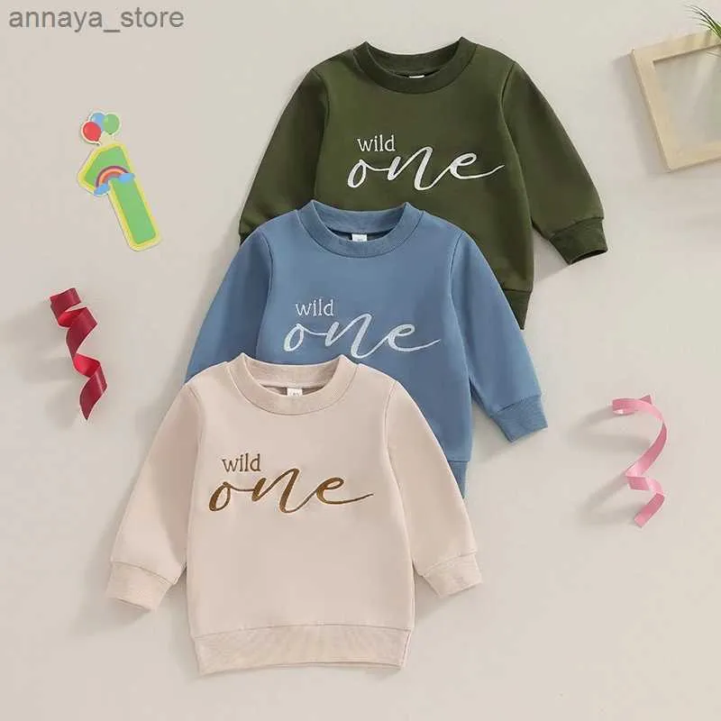 Tシャツ幼児の男の子スウェットシャツ長い丸いネックレター刺繍プルオーバークルーネックシャツトップ冬の秋の衣料品2404