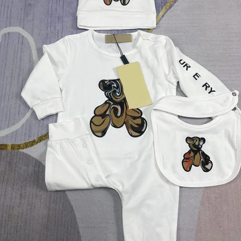 Designers Baby Rompers Kids Designer Vêtements Boys Girls Romper Hat Set Newborn Kid Jumps Cuth 100% Cotton Children Bodys Ceryy Clothing CXD2404256-6