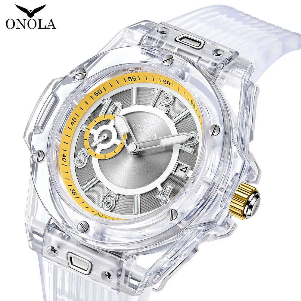 Fashionable New Internet Celebrity Watch ONOLA Transparent Case Multi Functional Night Light Waterproof Men's Watch Women's Watch