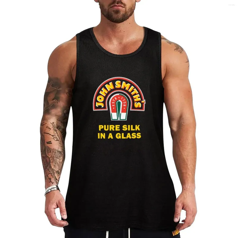 Tanque de tanques masculinos John Smith Pure Silk Glass Beer Top Leveless Cirts Man Gym Manga curta