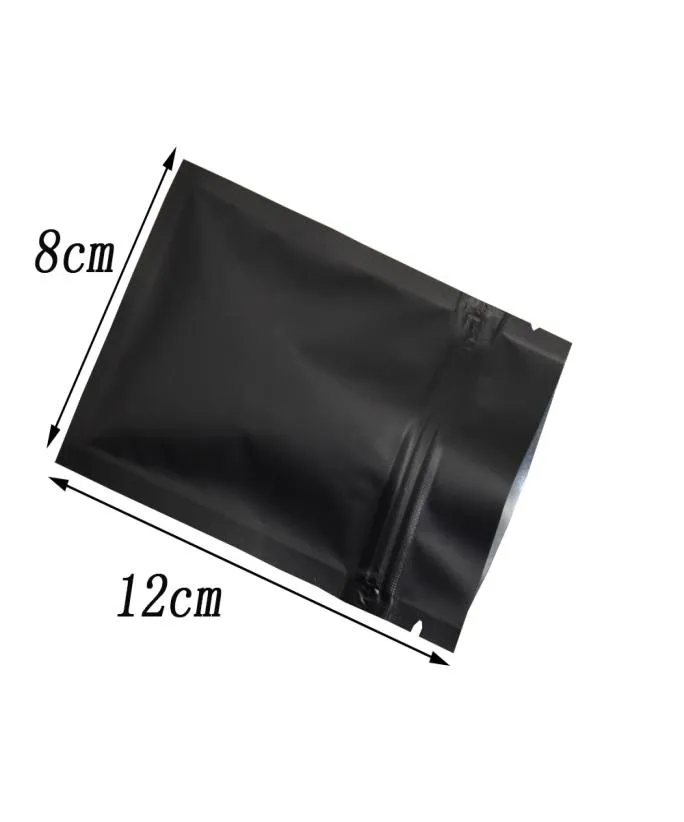 Bolsas de aluminio negro de almacenamiento de alimentos a granel 812cm a granel Matte de aluminio negro de aluminio resellable Mylar Lar Cierre de ciervo Poldes de bocadillo de alimentos 2624494