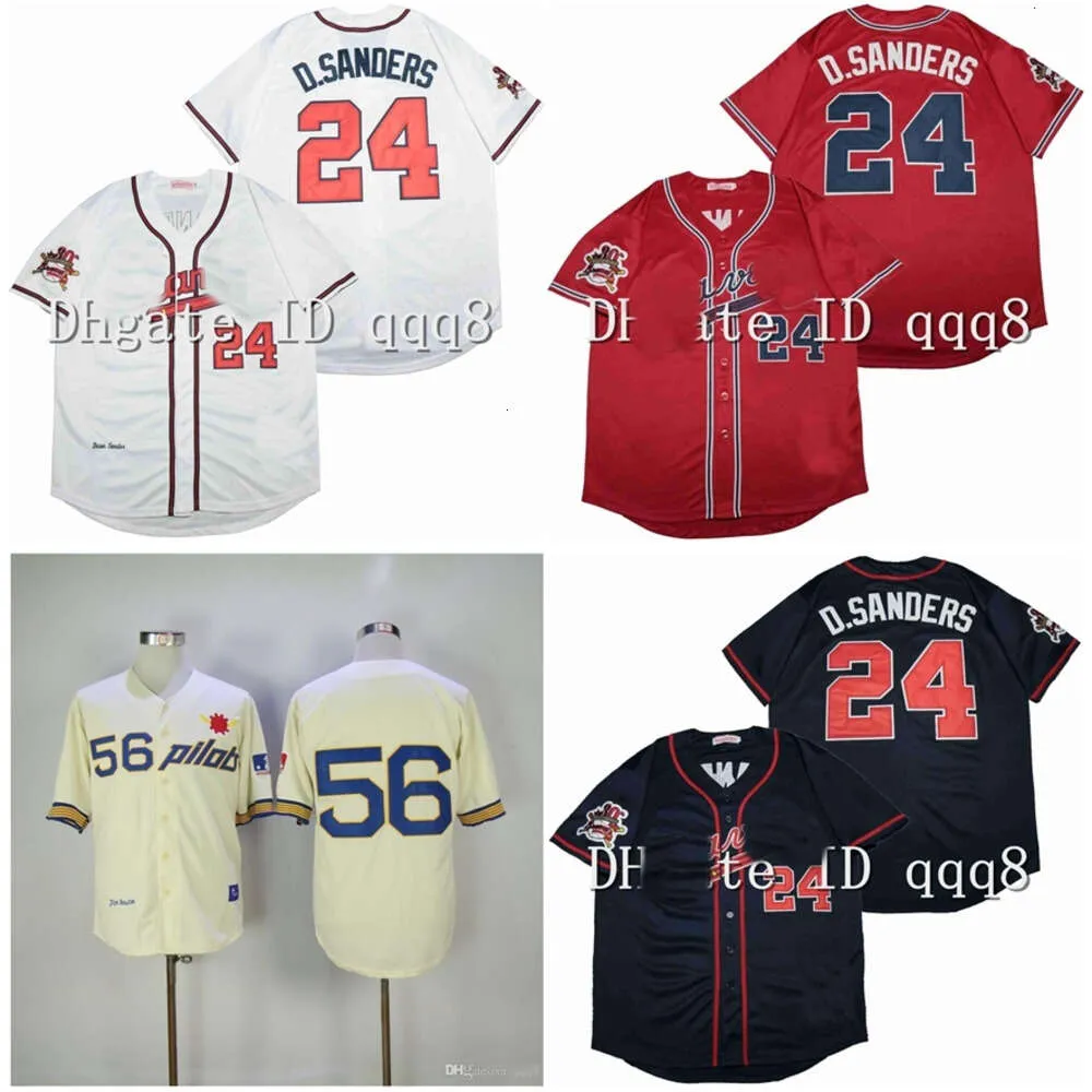 KOB 1969 Pilots de Seattle Jim Bouton Jerseys 24 Deion Sanders Rouge Blanc Bleu Vintage Retro Baseball Jerseys