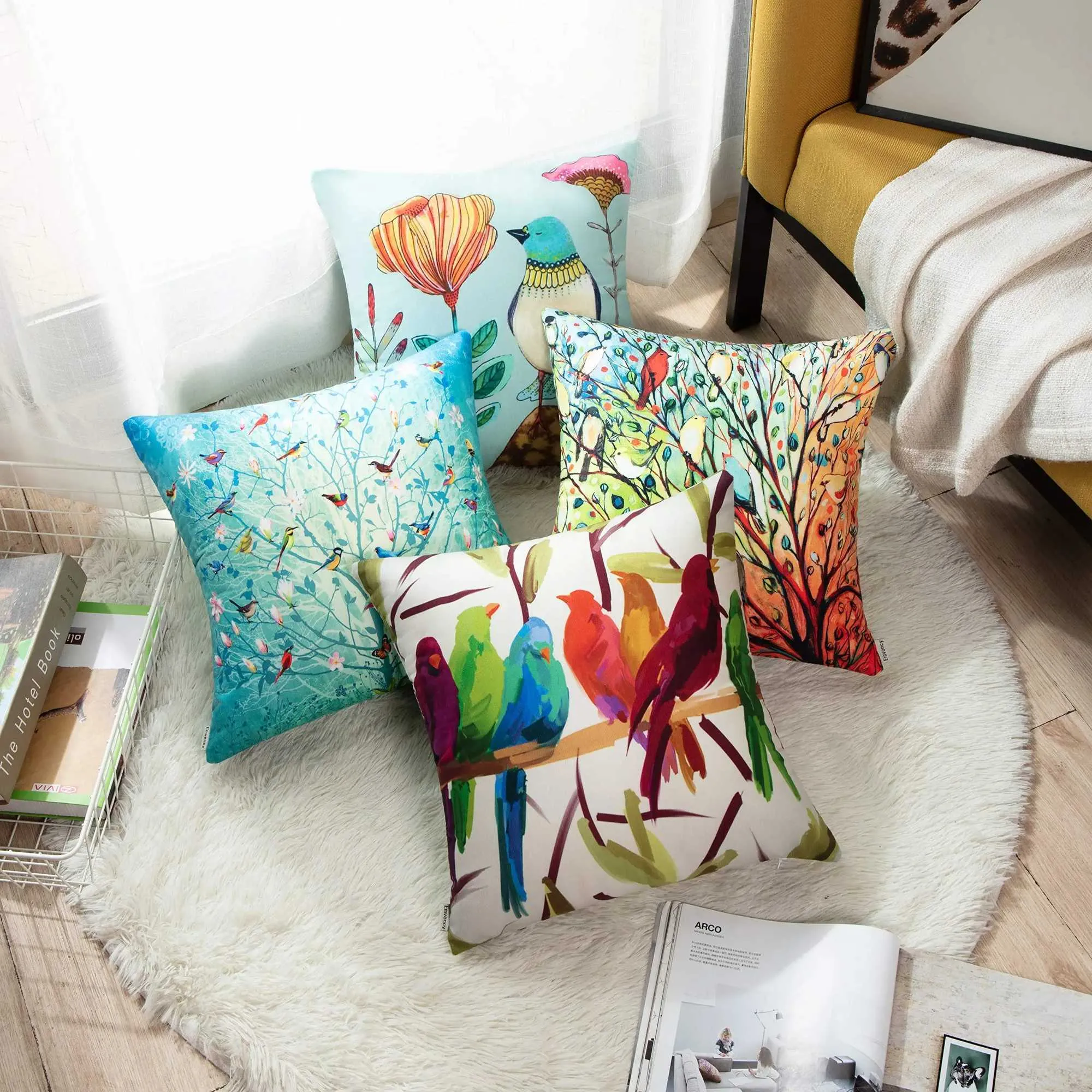 Pillow Case Branch Bird Flower Leinenkoffer Sofa Kissenbezirk Home Dekoration kann für Sie angepasst werden. 40x40 50x50 60x60 45x45 T240422