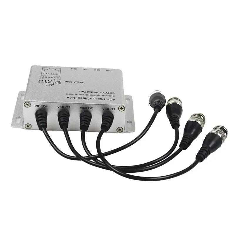 CCTV 4 -kanal Passiv sändare Video Balun BNC Man till UTP RJ45 CAT5 4 CH UTP Video Balun Transmission för CCTV -system