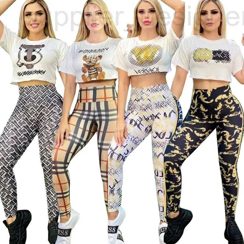 Women's Two Piece Pants designer DD0036 New Fashion Casual Lounge High Waist Set Printed Sports Yoga EA6Q