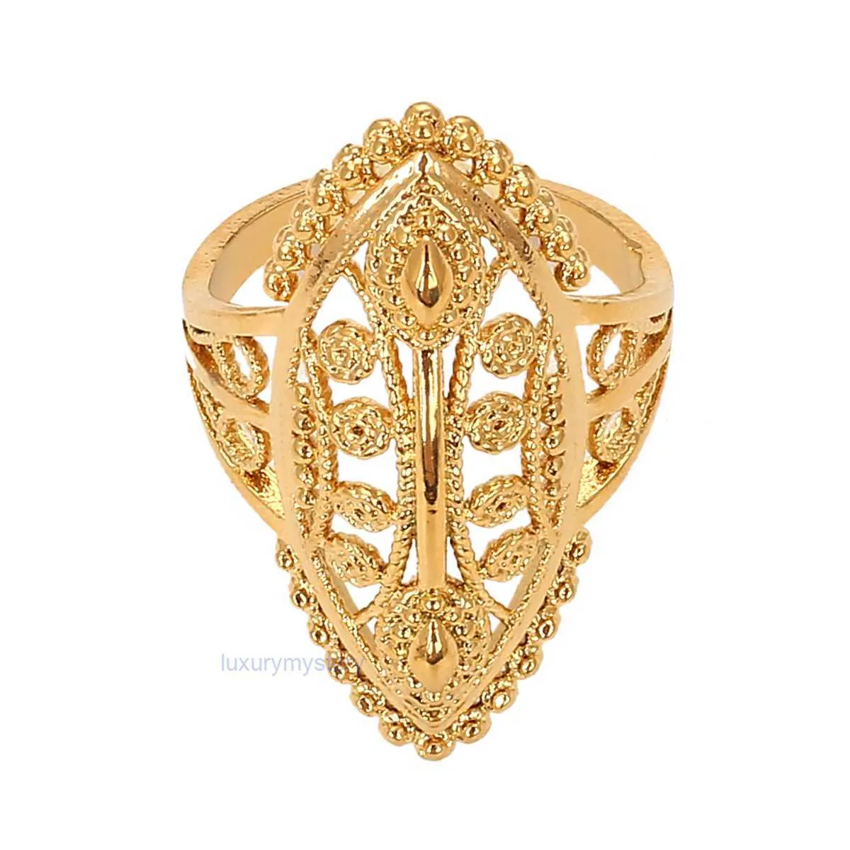 Dubai Golden Band Rings Gold Color Engagement regolabile Impegno etiope Africano Nigerian Design Anello per le donne