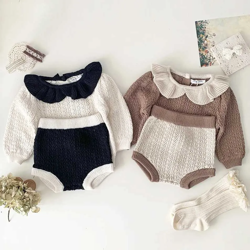 Set di abbigliamento per bambini miliani set di abbigliamento set di maglioni e bloomer da 2 pezzi da 2 pcs si adattano baby ouitfit h240425