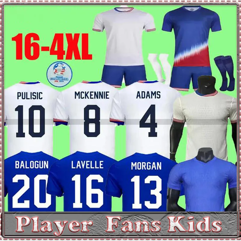 USAS Club Full Sets Soccer Jerseys 2024 2025 Copa America USWNT USMNT 24/25 lalas Football Shirts Men Player Version PULISIC MORGAN BALOGUN Plus McKENNIE SMITH 3XL 4XL