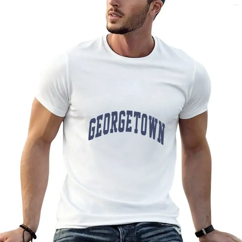 Men's Polos Georgetown Varsity Lettering T-Shirt Graphics Customs Edition Cirtas pesadas para homens