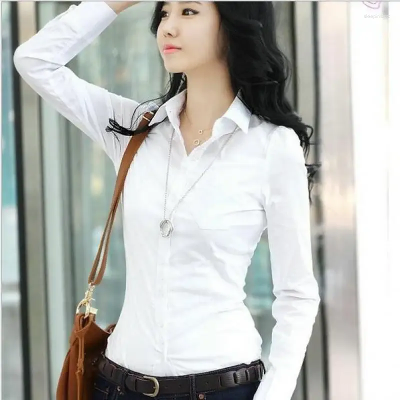 Blouses pour femmes Yauamdb Femmes chemises automne-printemps taille S-5xl Femme Coton Long Mandon Femelles Solid Tops Tops Blusas 20