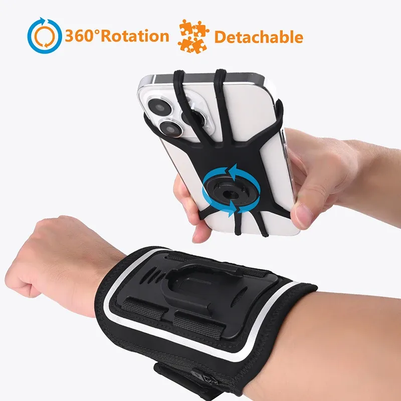 Armbands HAISSKY Detachable Running Sports Armband Case Universal Elastic Rotation Zipper Bag Arm Band Holder For iPhone Samsung Xiaomi