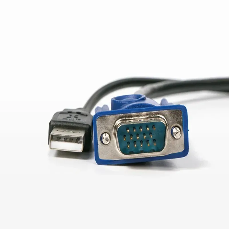 1.5m USB 2.0タイプAからB KVM VGAスイッチUSBケーブル4PIN +標準VGA SVGA 15PIN PCラップトッププリンターモニターコンバーターアダプター