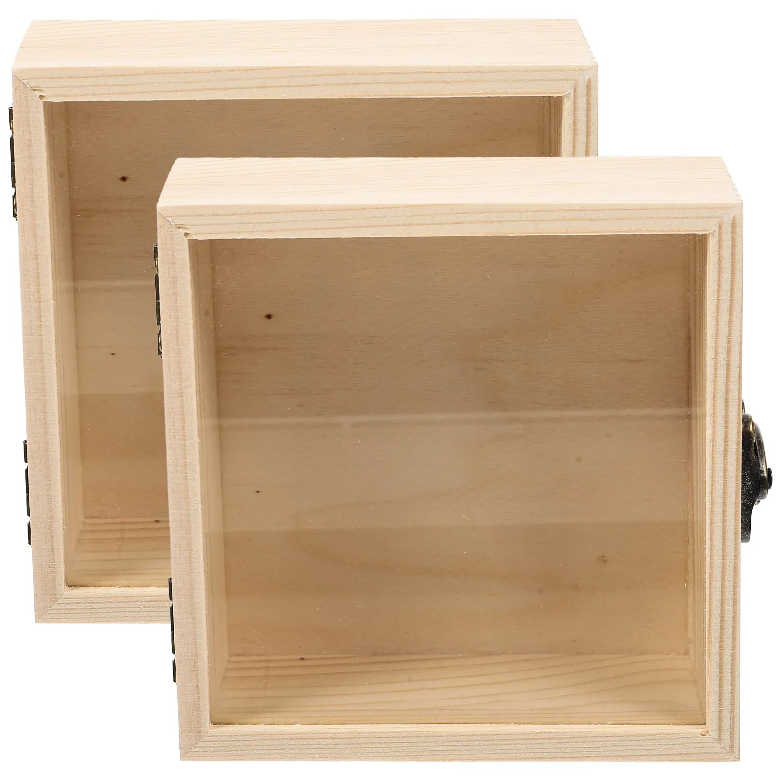 Frame 2 PCS Vintage Rames Shadow Box Display Box Storage Box Wood Collection Box Glass Coin Display Stand