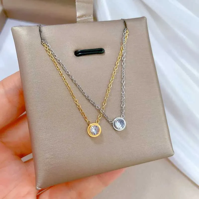 Necklaces Fashionable and Exquisite Zircon Simple Style Stainless Steel Necklace Classic Retro Romantic White Jewelry_voghion.com