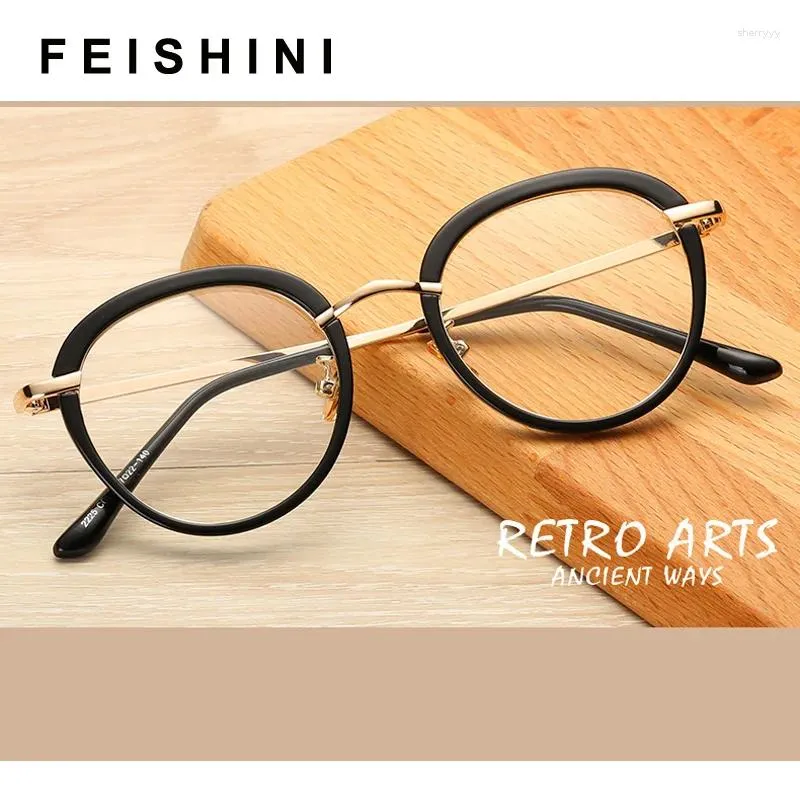 Солнцезащитные очки рамки Feishini прозрачные рамы кошачьи бокалы женщин бренд четкие очки
