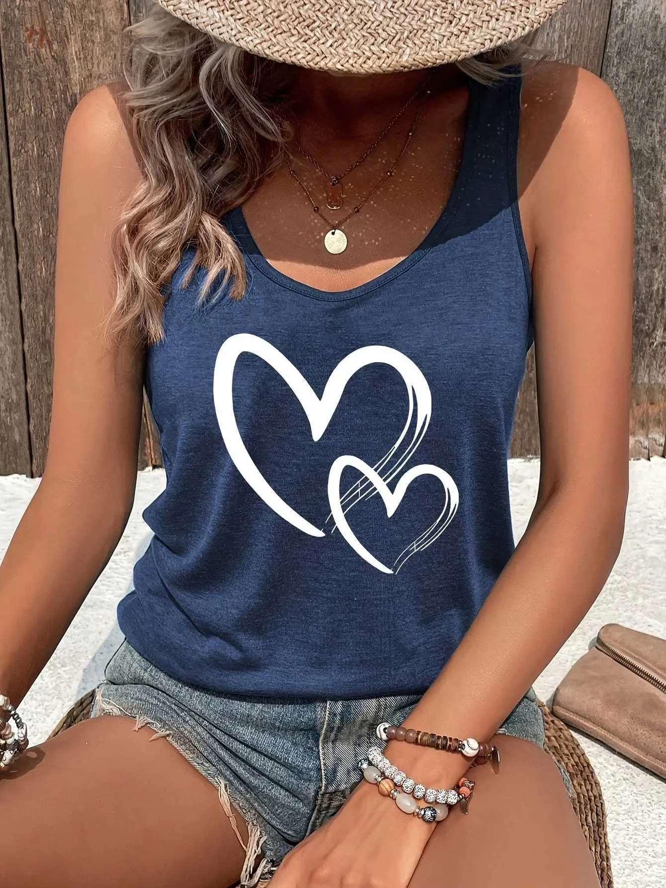 Tanks pour femmes Camis Nouveaux femmes imprimées d'amour gilet sans malise