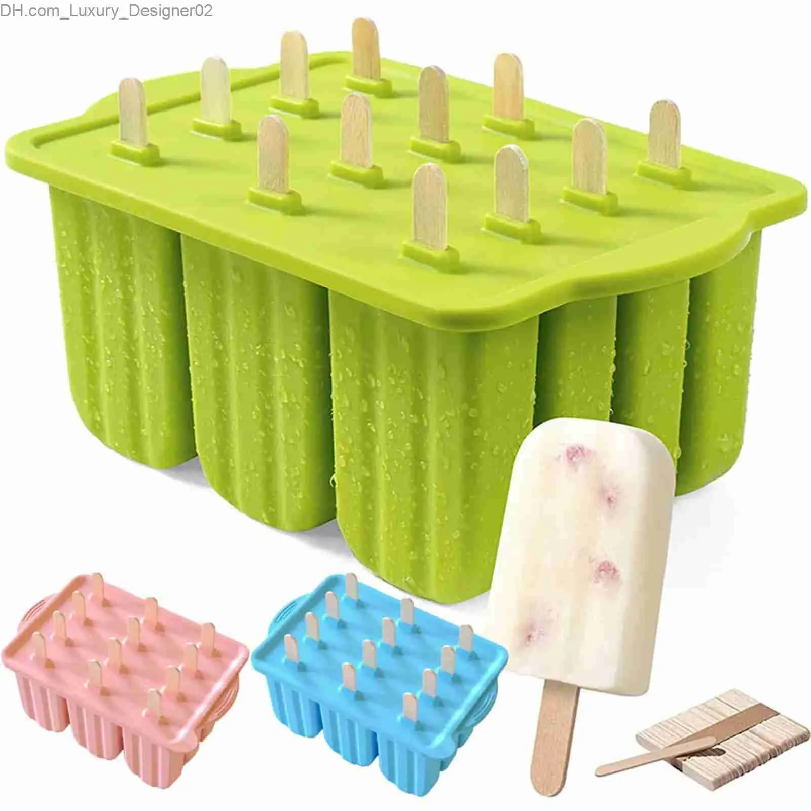 Outils de crème glacée 2014 NOUVEAU SILICONE POPSICLE MOULLE 12 FABRICANT CUBE AUTO-MADE DIY FACILLE À LIBRIER BPA GRATUITE CRÈME populaire avec 50 bâtons Q240425