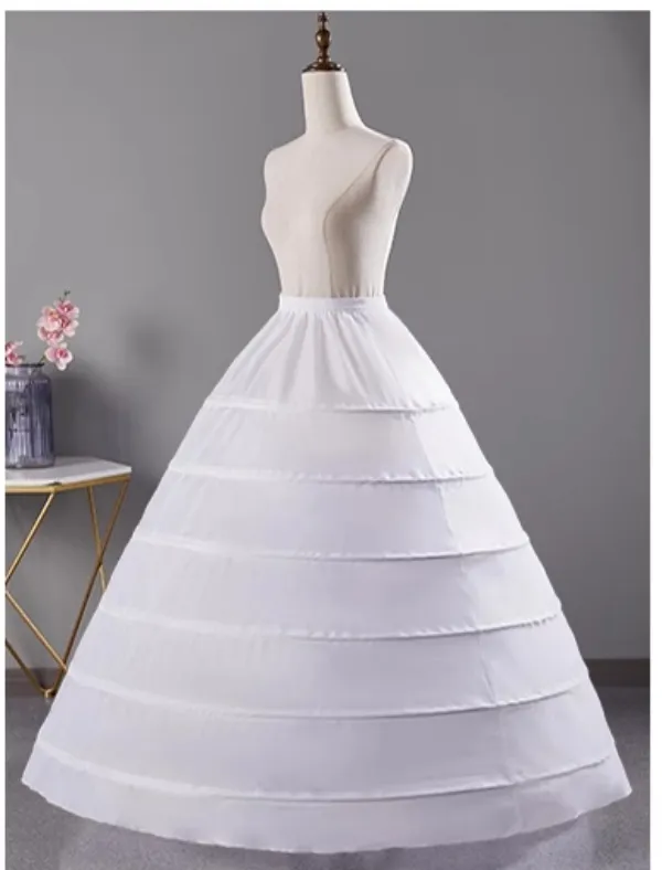 Quality Hoops High 6 Petticoats Big White Quinceanera Petticoat Super Fluffy Crinoline Slip Underskirt for Wedding Ball Gown Prom Dress