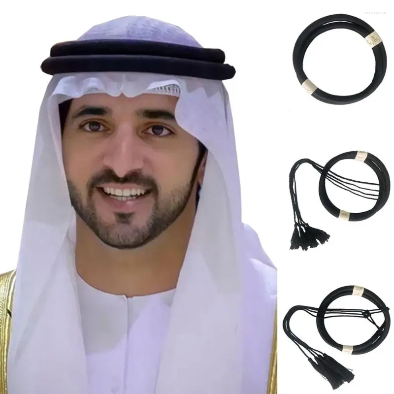 Bandanas 1st islamiska kläder huvudbonader rep muslimska öken tillbehör headrope man saudiarabiska dubai svart egal shemagh sjal