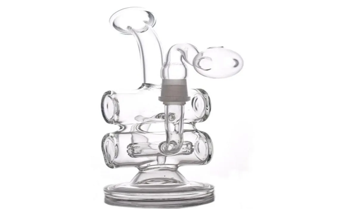 8 Inchs Mini Dab Rigs Glass Oil Rigs Recycler bong Double Barrel Percolator smoking Water pipe With 14mm Joint glass oil burner pi3546647