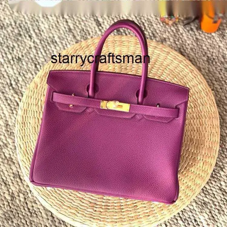 Handbag de luxo feminino L Thread de cera de mão completa VIP FILHA ORIGEM TOGO CHIDE SAFGA 30 16 cm roxo de ouro