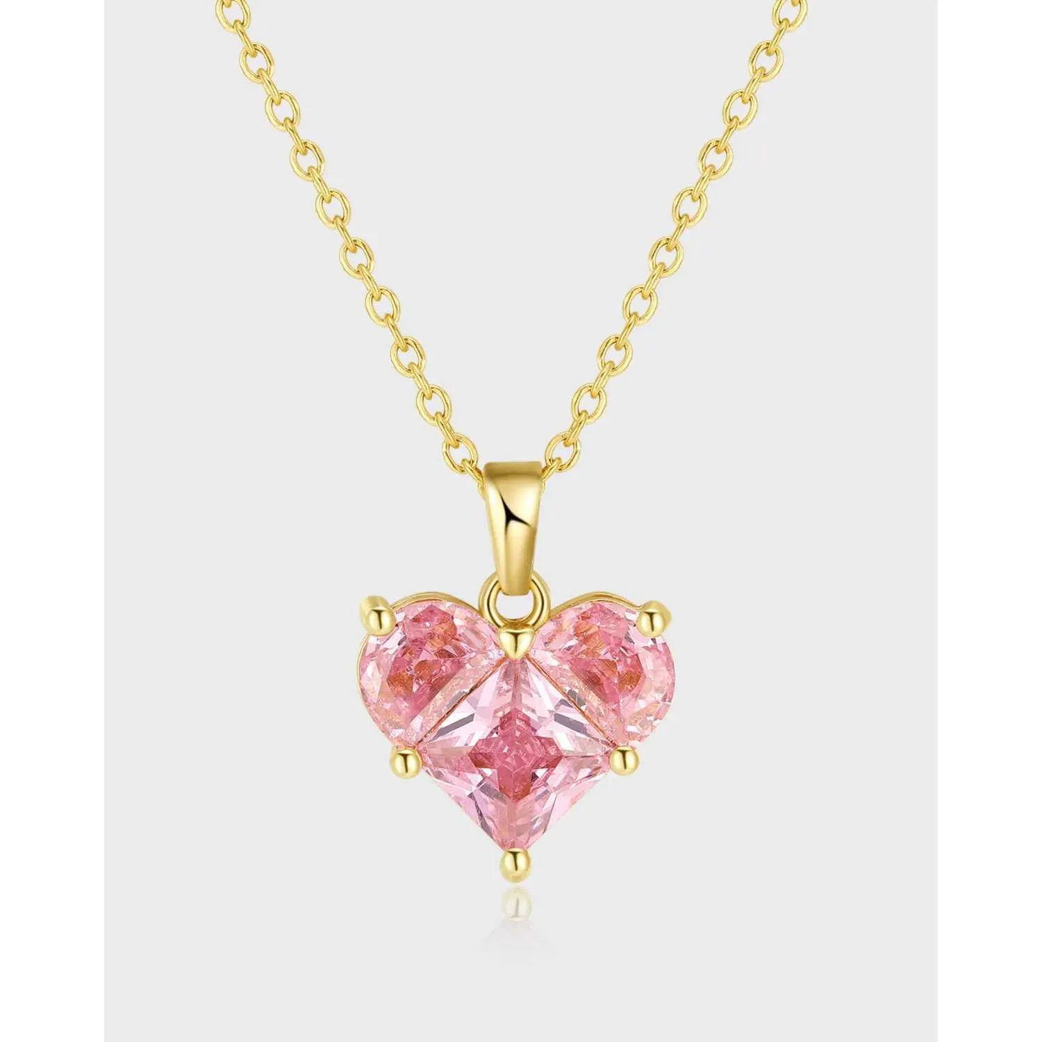Herz Halskette Mit Rosa Schmuckstein Für Damen Elegant_voghion.com