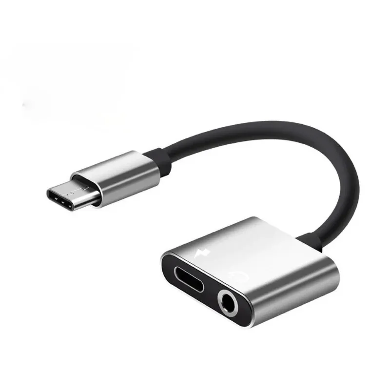 Typ C till 3,5 mm hörlursuttag 2 i 1 USB C Audio Cable Converter Laddning av splitter -hörlurar Adapter för Samsung Xiaomi