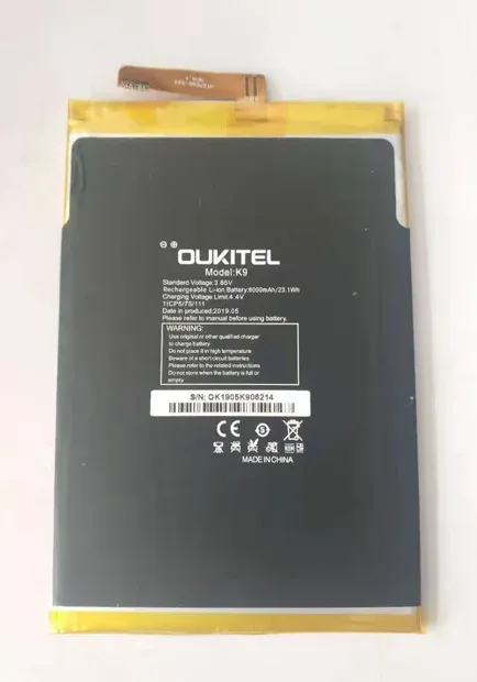 アクセサリーオリジナルOukitel K9電話バッテリー6000mah for Oukitel K9 Waterdrop 7.12 "FHD+ 1080*2244 16MP+ 2MP/8MPスマートフォン