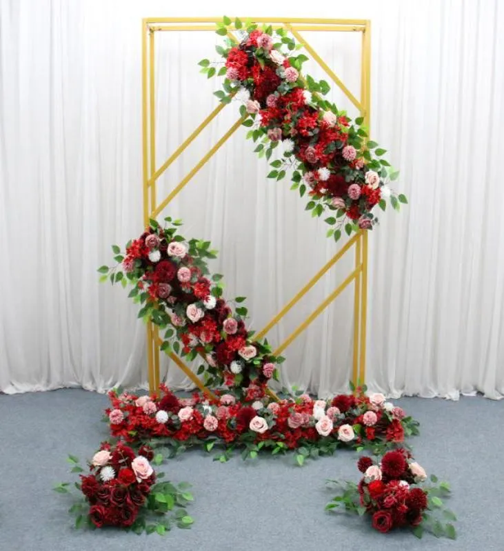 New Wedding Arch Props Wrought Iron Geometric Square Frame Guide Wedding Stage Screen Stand Decor Creative Backdrop Flower Shelf8716659