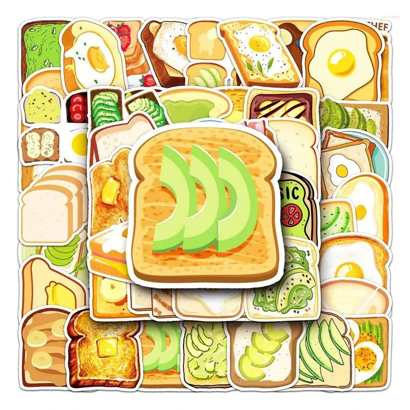 Gift Wrap 50pcs Toast Bread Anime Children Scrapbooking Stickers Waterproof PVC Skateboard Guitar Suitcase Funny Kids Toy