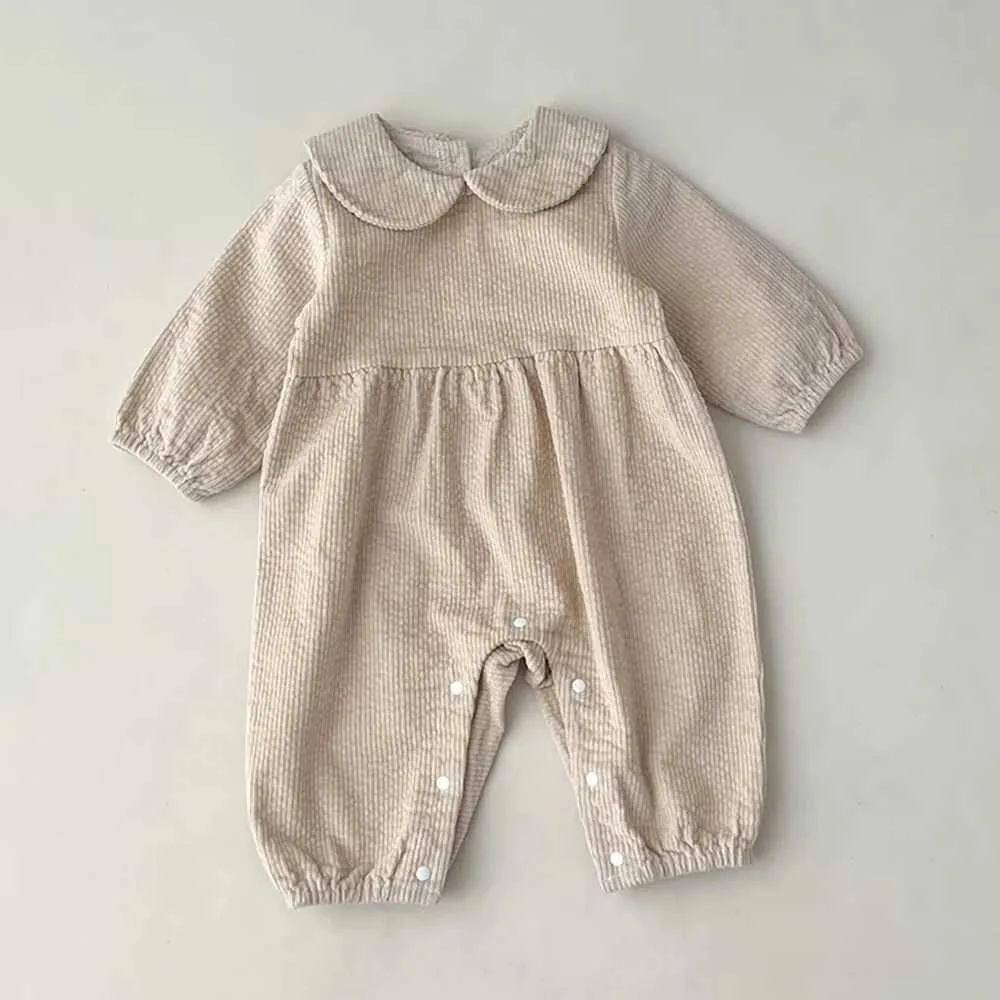 Rompers 0-24months spädbarn pojke flicka corduroy långärmad romper varm baby vinter höst jumpsuit casual lös småbarn utomhus kläder h240425