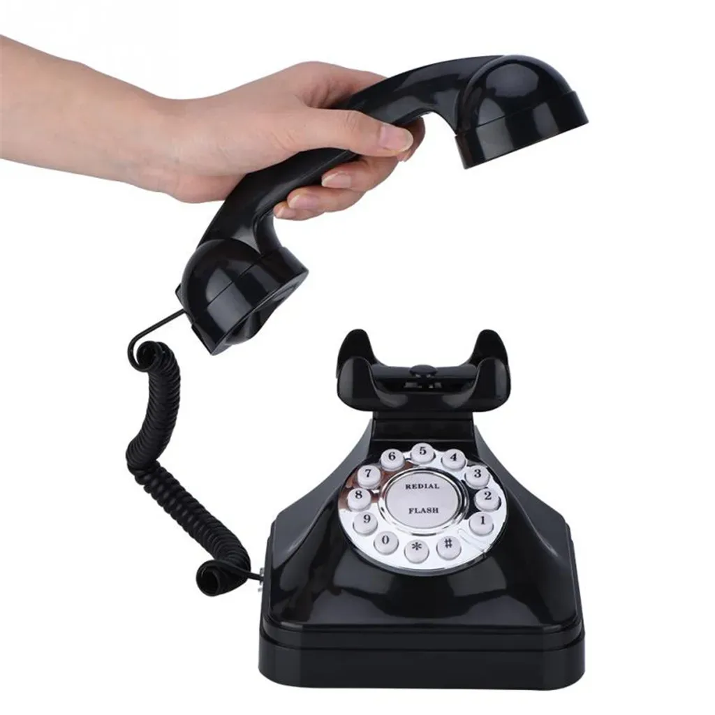 Vintage Retro Landline Phone for Home, Old Fashioned Corded Telephone with Classic Bell Push Button Technology